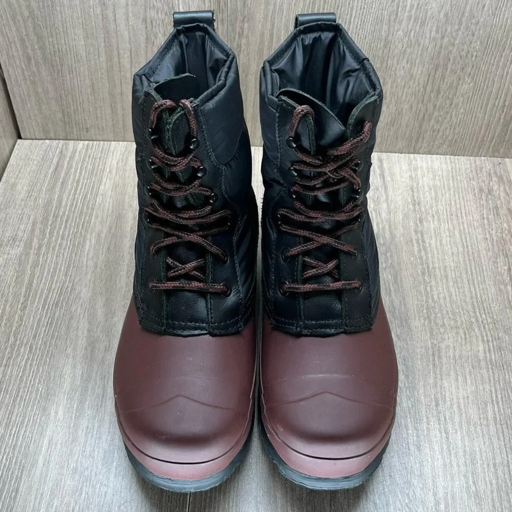 Hunter Boots Womens Size 6 Original Quilted Lace Up Short Rain Black Brown